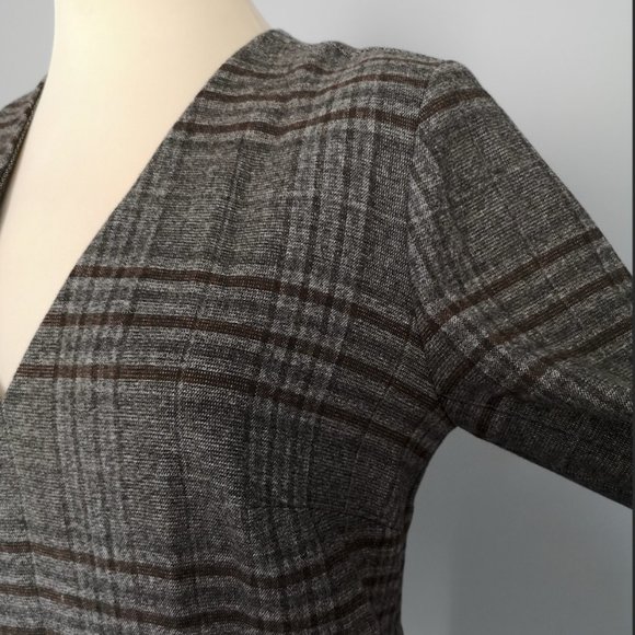 Plaid V-Neck Sheath Dress - Picture 1 of 5